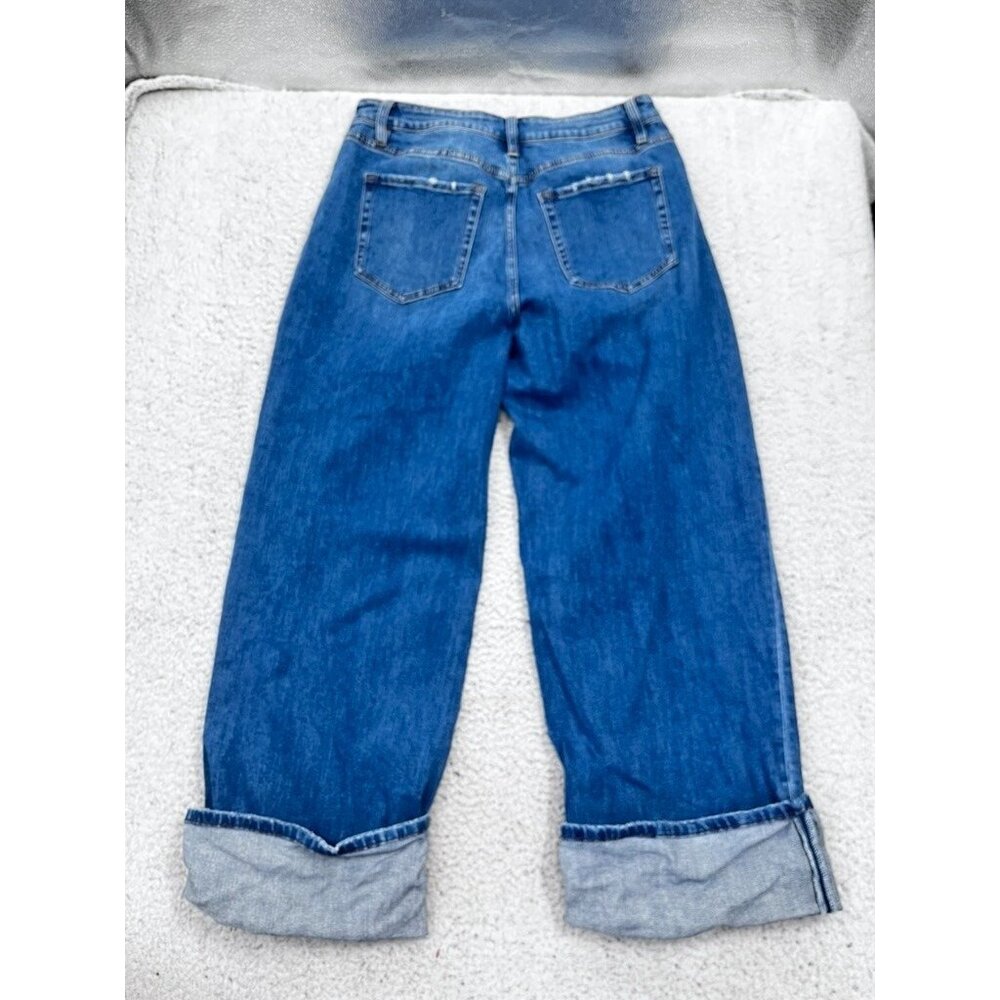 Women's Flying Monkey High Rise Cuffed Baggy Wide Leg Denim Jeans Size 31 - Picture 11 of 13